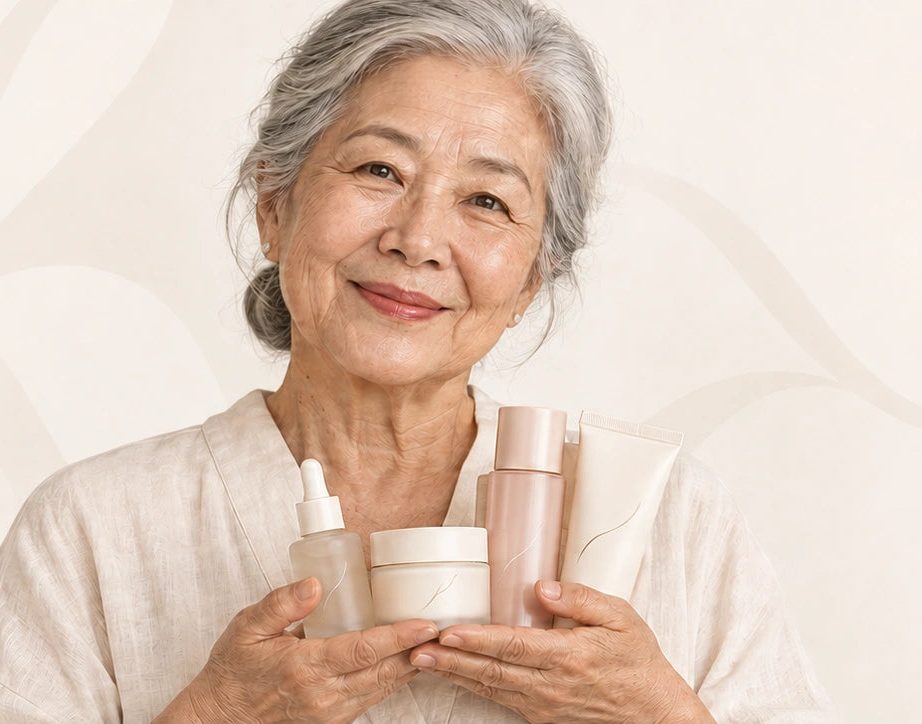 Han Seo-yeon, idealizadora da Koreona, sorrindo e segurando produtos de beleza